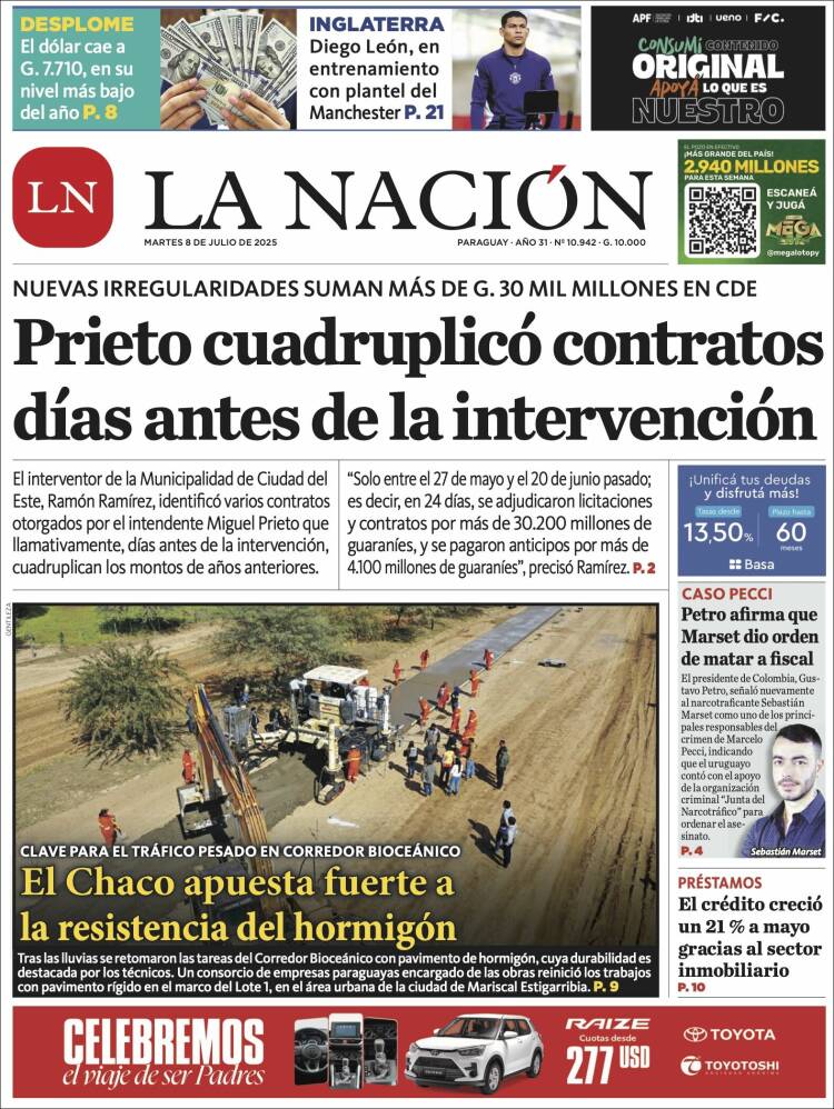 Portada de La Nación (Paraguay)