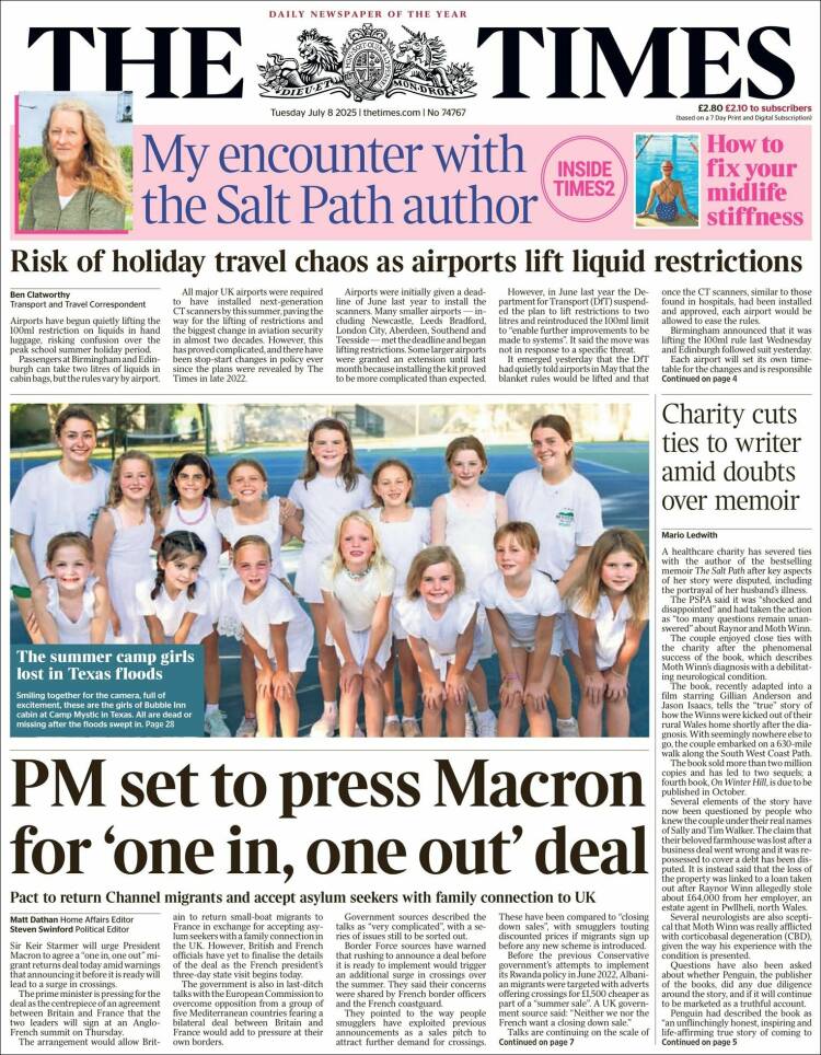 Portada de The Times (Reino Unido)