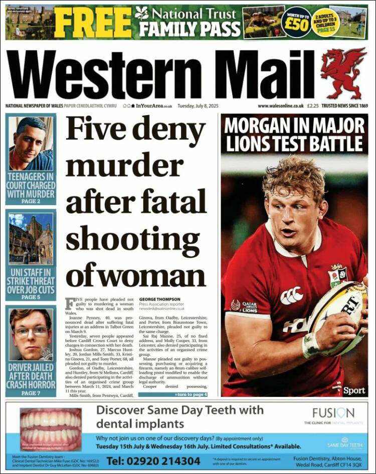 Portada de Western Mail (Reino Unido)
