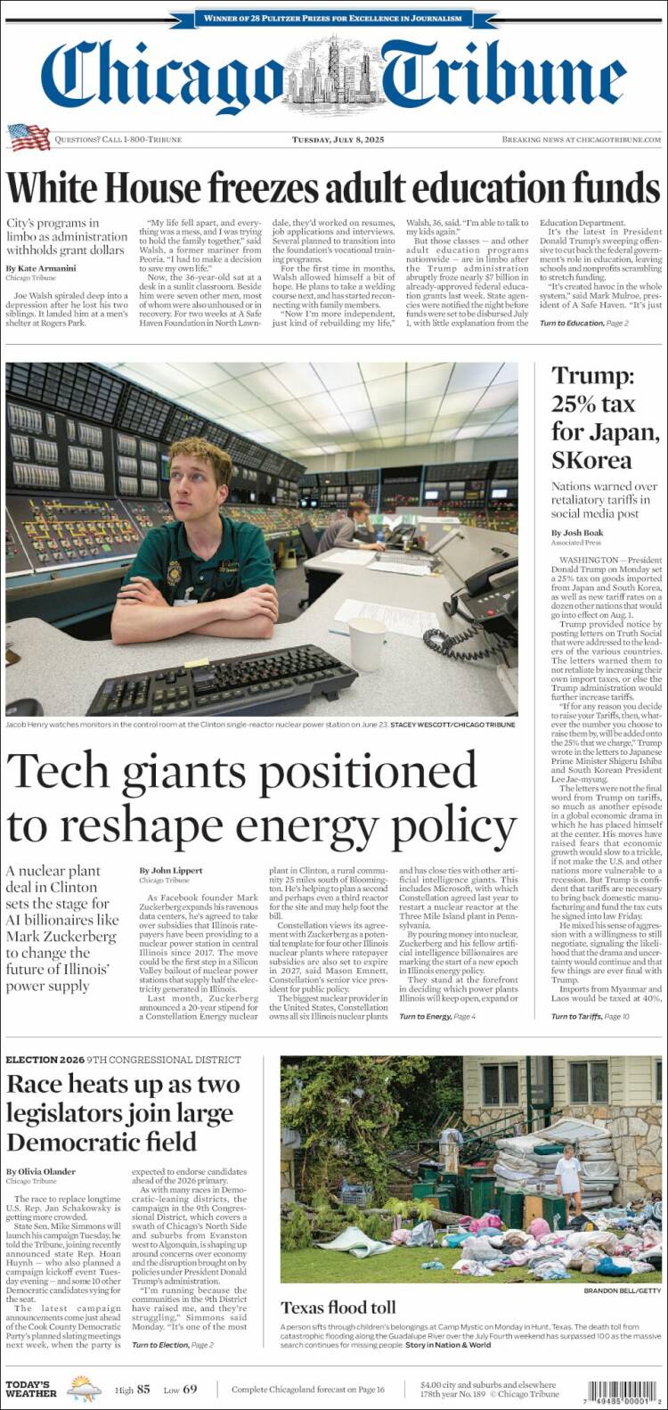 Portada de Chicago Tribune (USA)