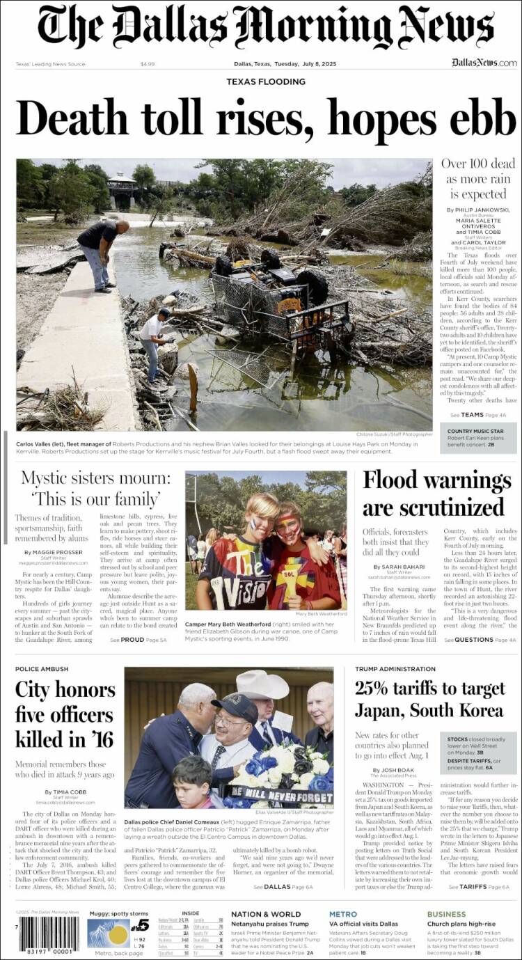 Portada de Dallas Morning News (USA)