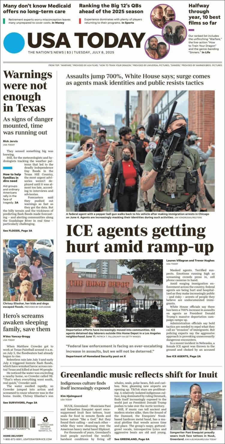 Portada de USA Today (USA)