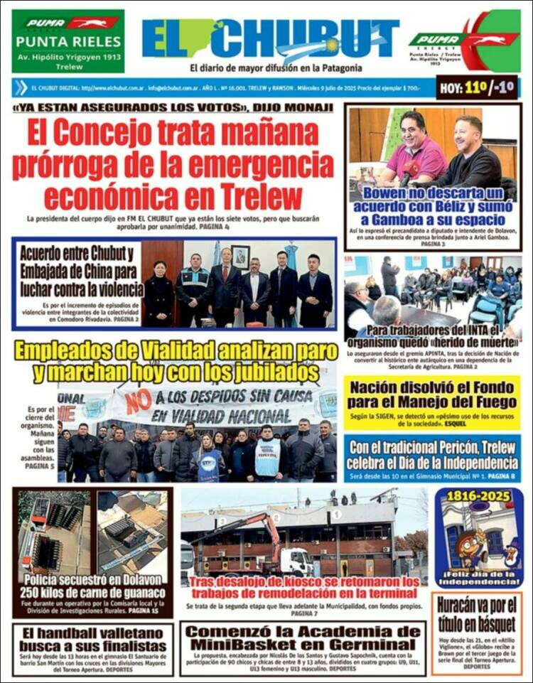 Portada de El Chubut (Argentina)