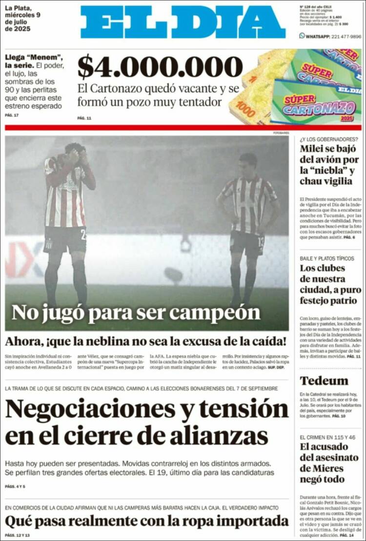 Portada de El Día de la Plata (Argentina)