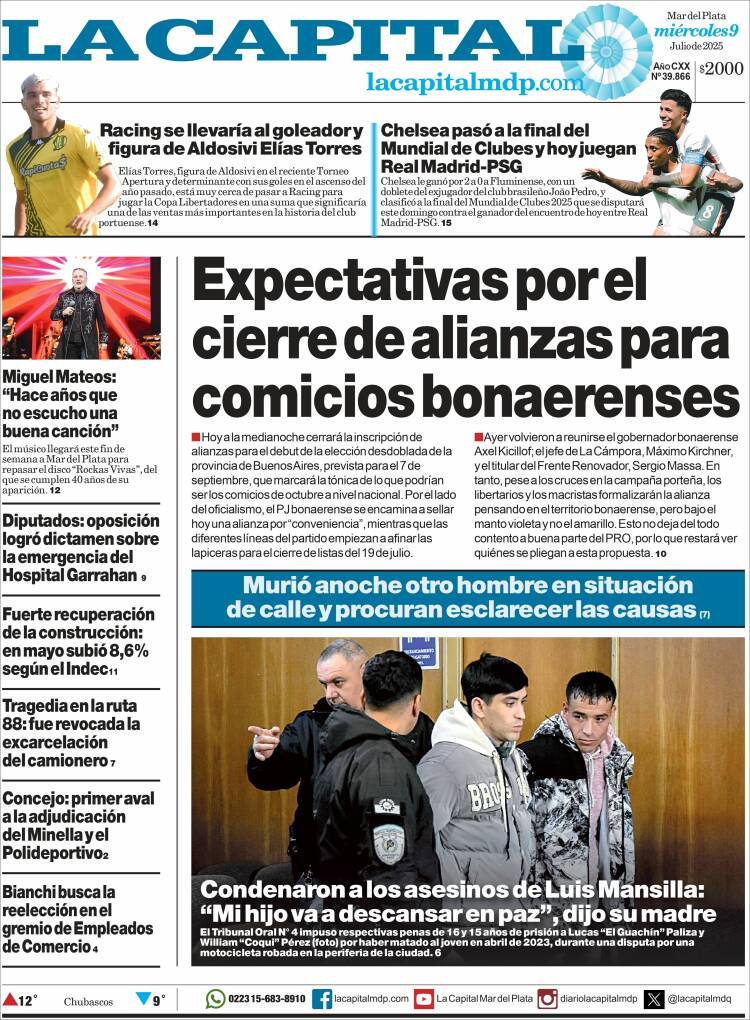 Portada de Diario La Capital - Mar del Plata (Argentina)