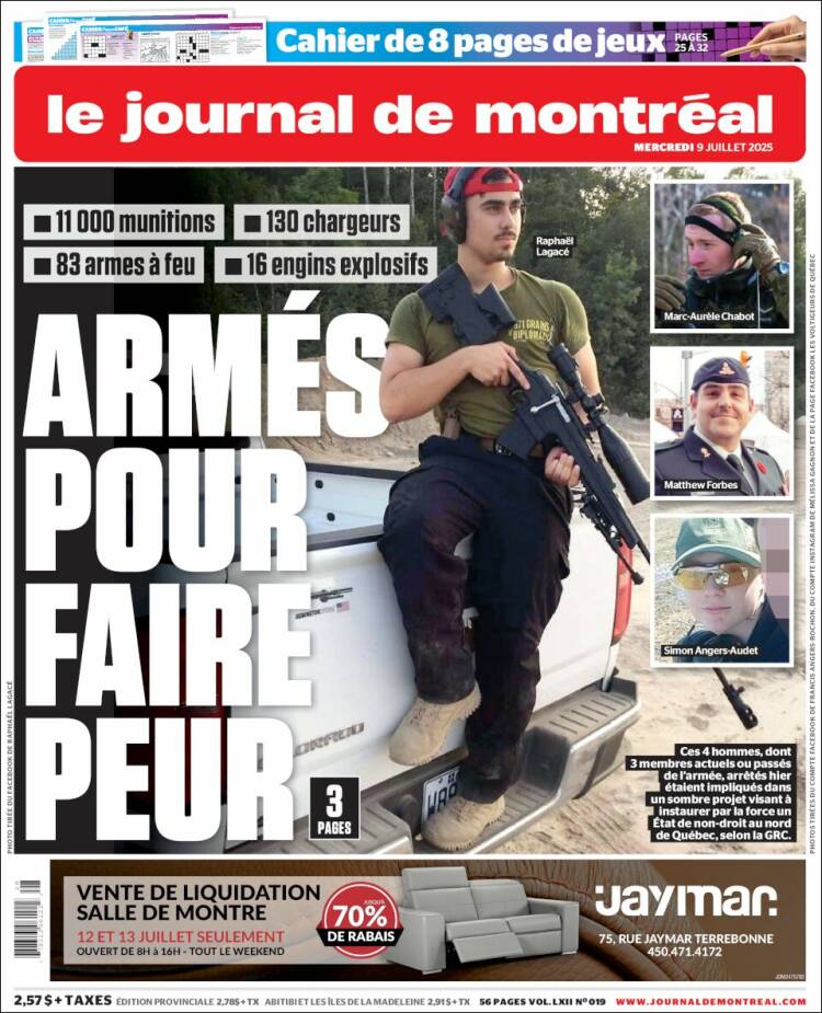 Portada de Le Journal de Montréal (Canadá)