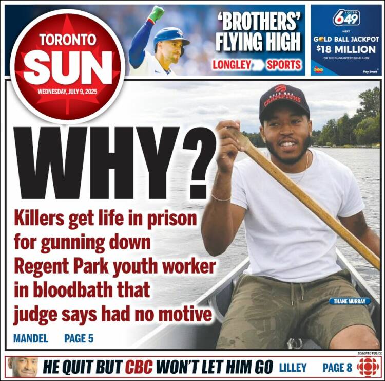 Portada de The Toronto Sun (Canadá)