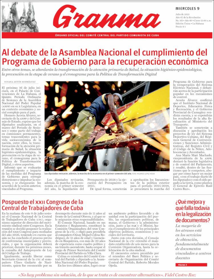 Portada de Granma (Cuba)