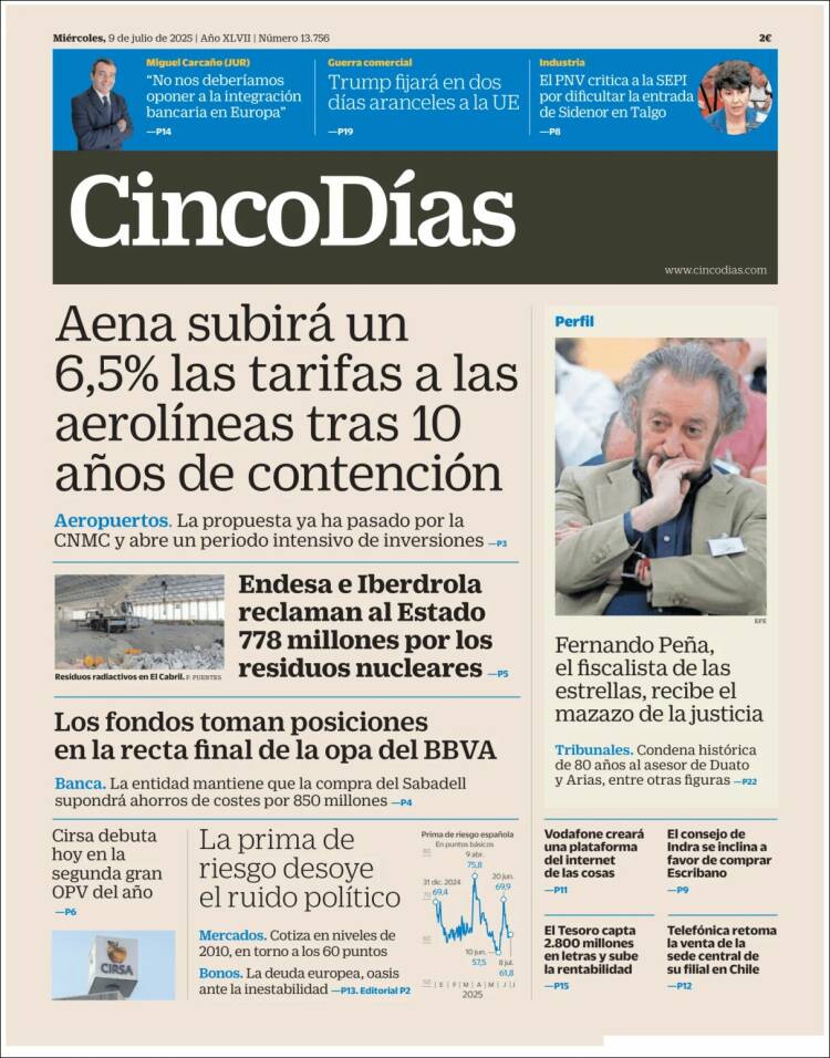 Portada de Cinco Días (Espagne)