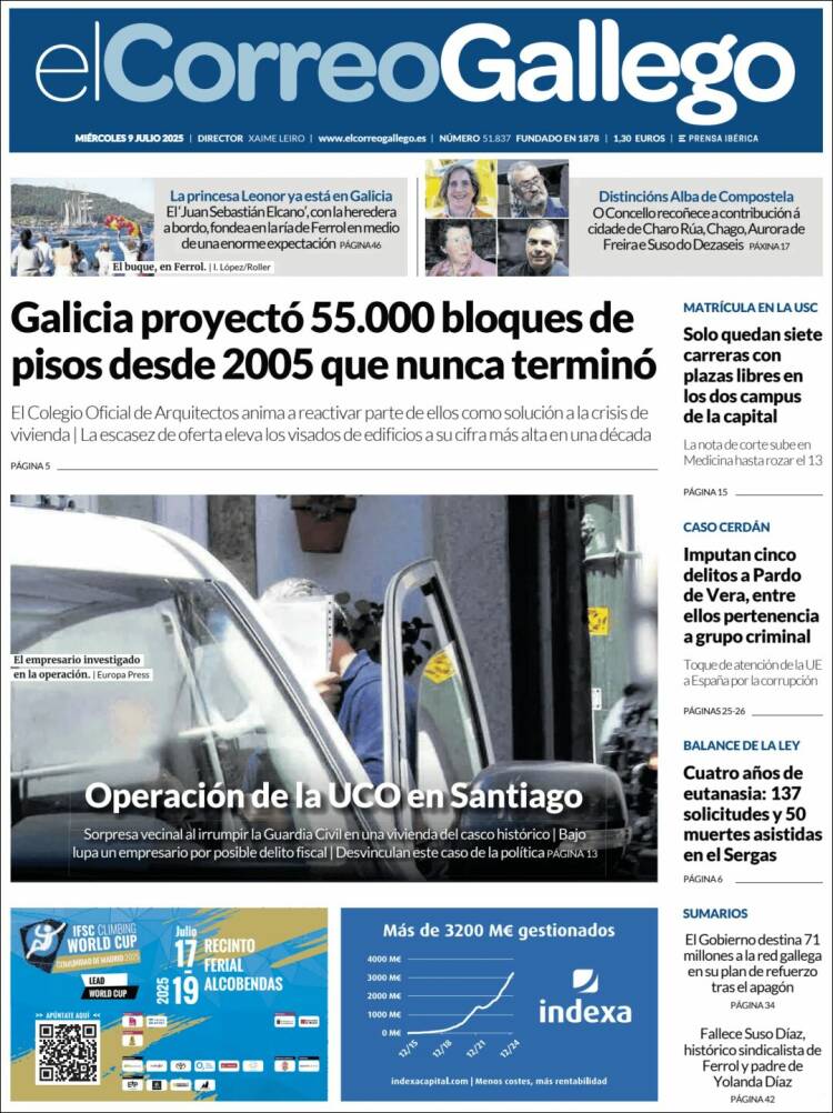 Portada de El Correo Gallego (España)