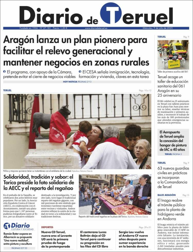 Portada de Diario de Teruel (Spain)