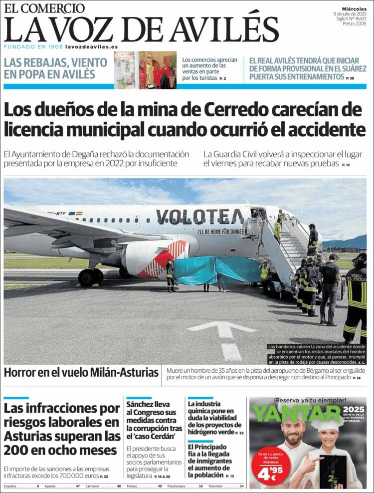 Portada de El Comercio - Avilés (España)