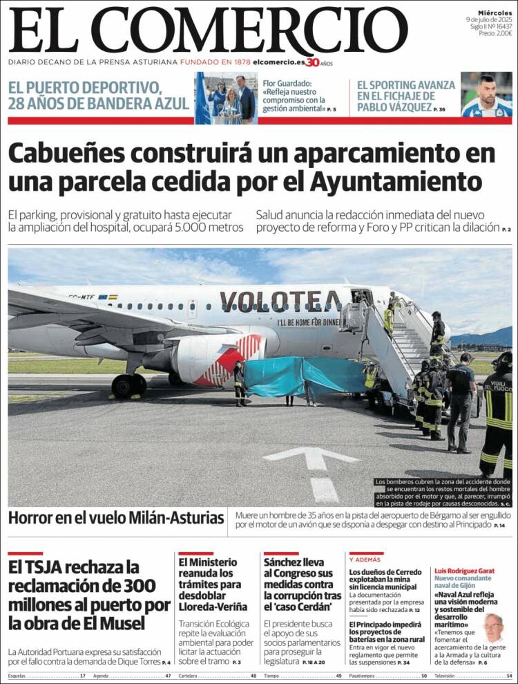 Portada de El Comercio - Gijón (España)