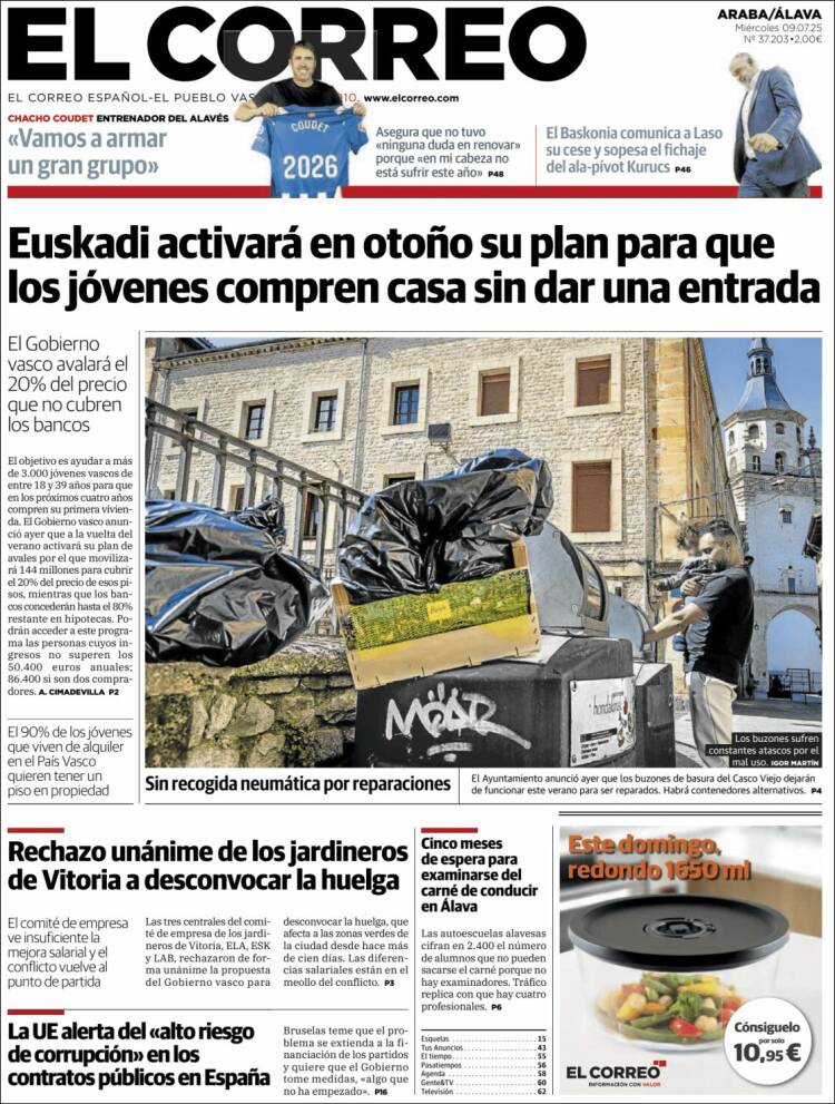 Portada de El Correo - Álava (España)