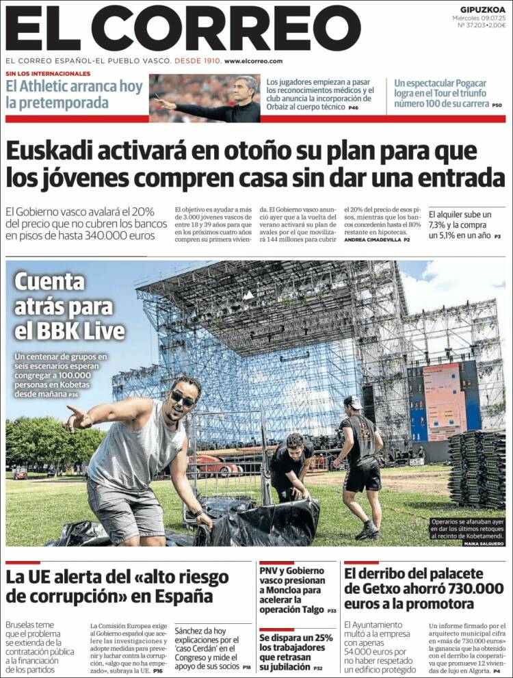Portada de El Correo - Guipuzcoa (Spain)