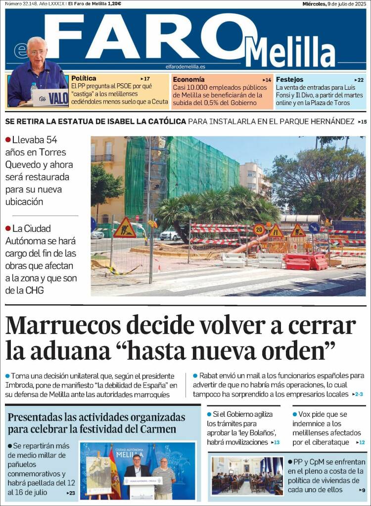 Portada de El Faro de Melilla (España)