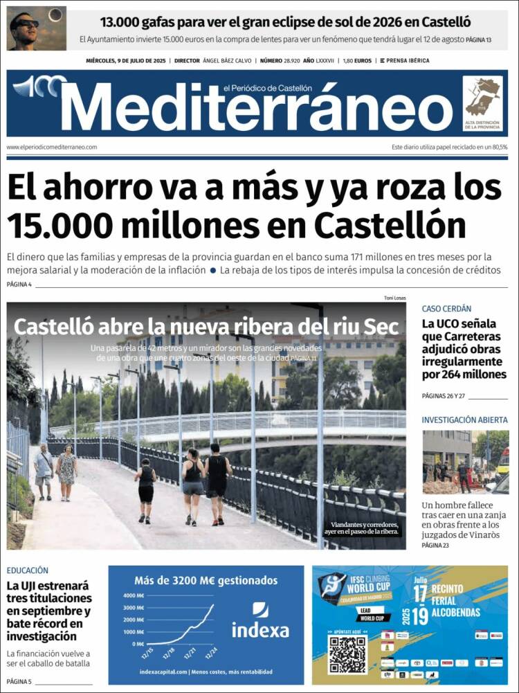 Portada de El Periódico Mediterraneo (España)