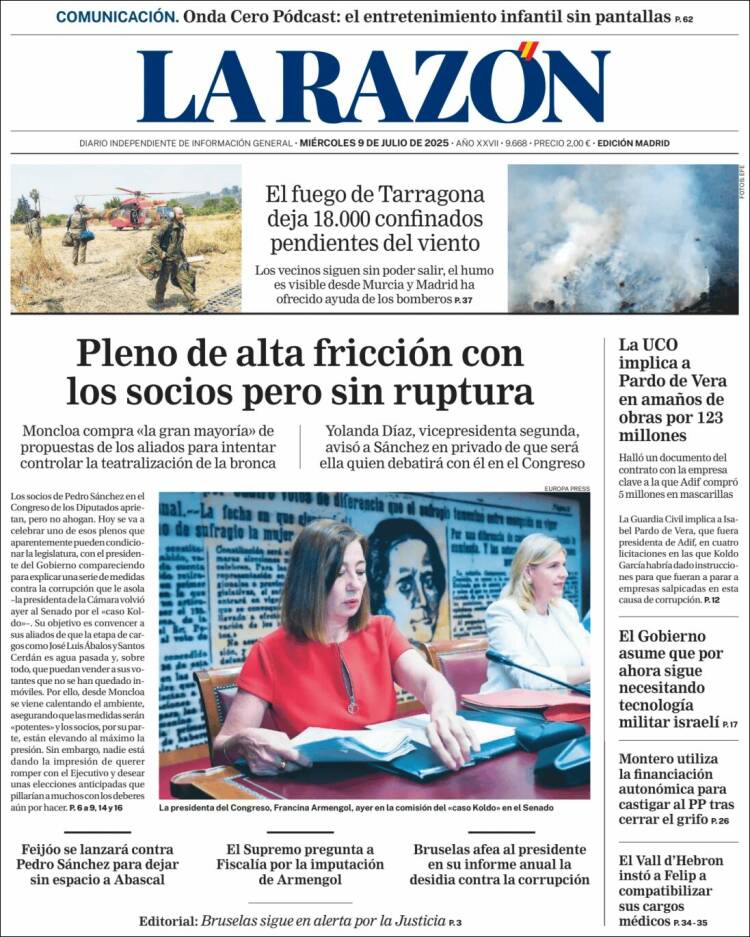 Portada de La Razón (Spain)