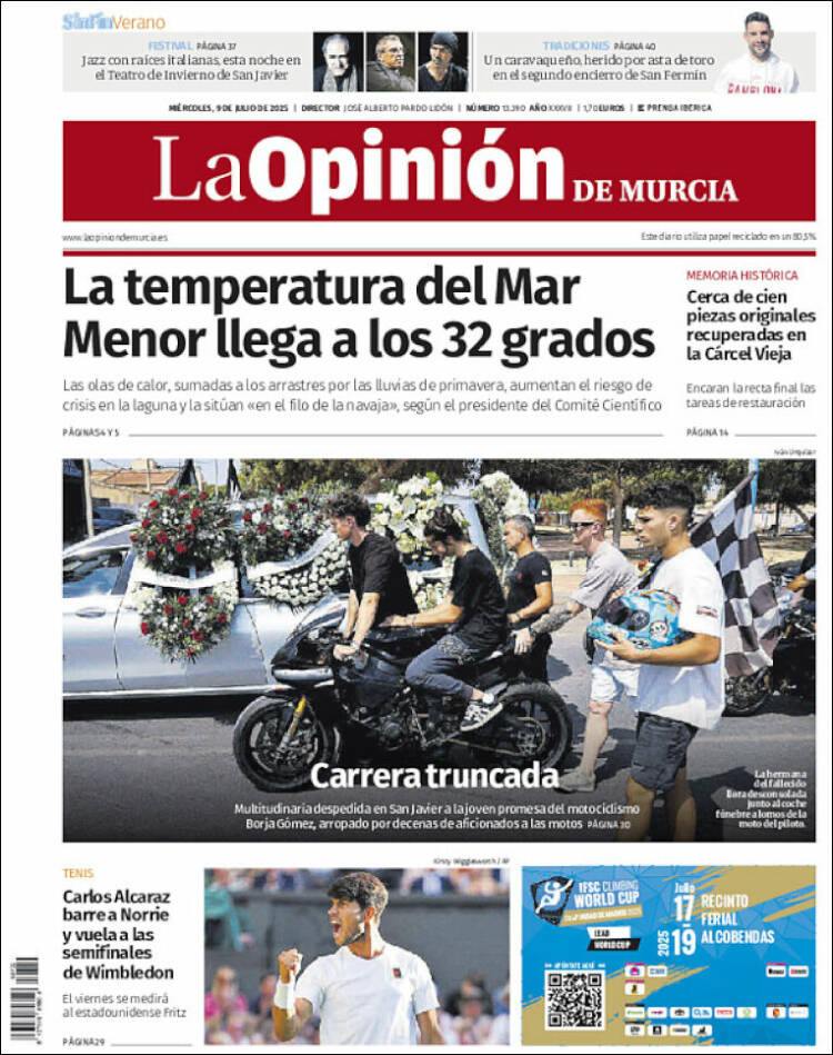 Portada de La Opinión de Murcia (España)