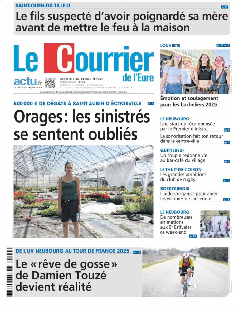 Portada de Le Courrier de l'Ouest (France)