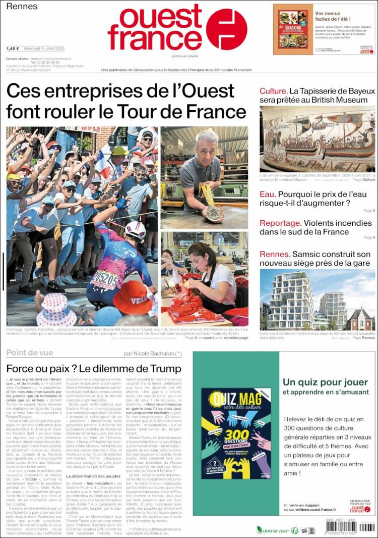 Portada de Ouest France (France)