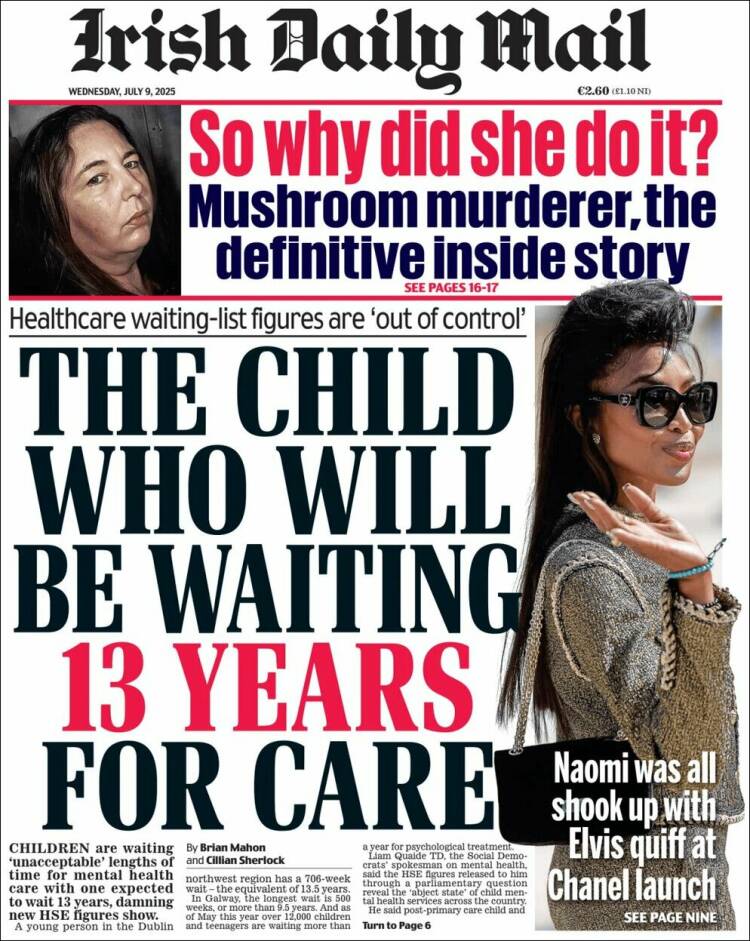 Portada de Irish Daily Mail (Irlanda)