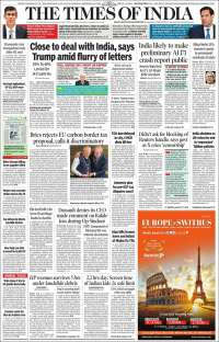 Portada de The Times of India (India)