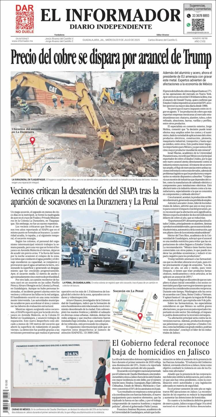 Portada de El Informador (México)
