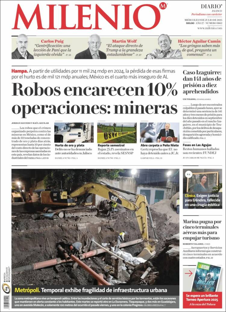 Portada de Milenio - Jalisco (México)