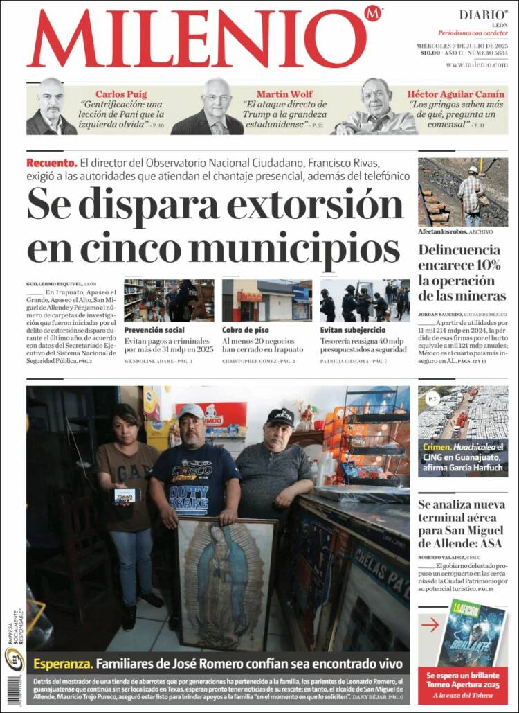 Portada de Milenio de León (México)