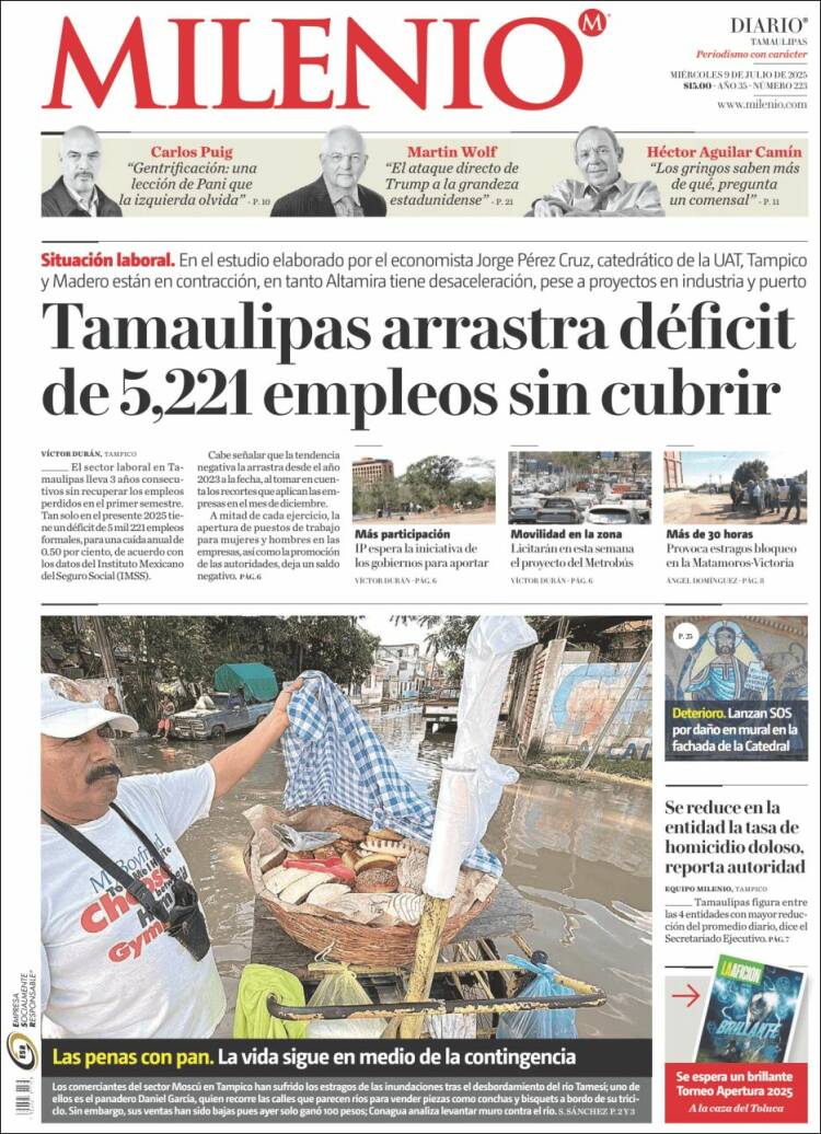 Portada de Milenio - Tamaulipas (México)