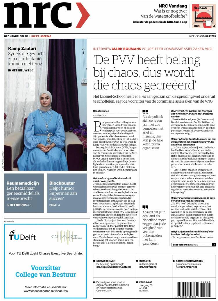 Portada de NRC Handelsblad (Pays-Bas)