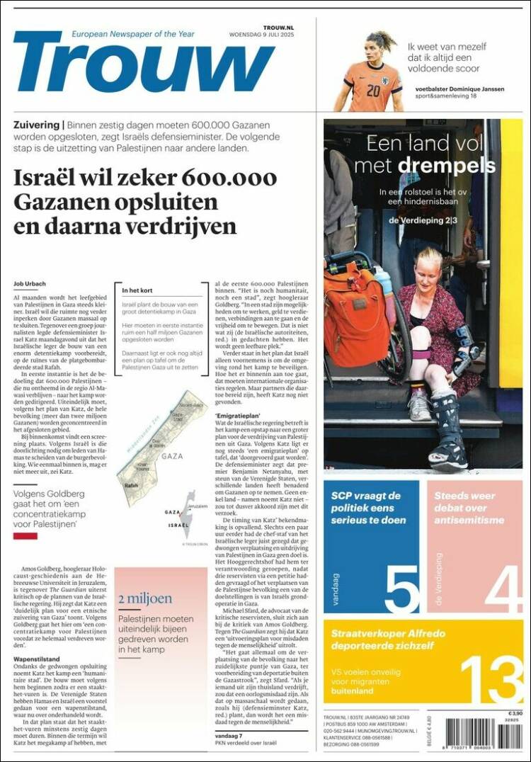 Portada de Trouw (Pays-Bas)