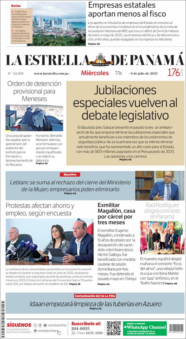 Portada de La Estrella de Panamá (Panamá)