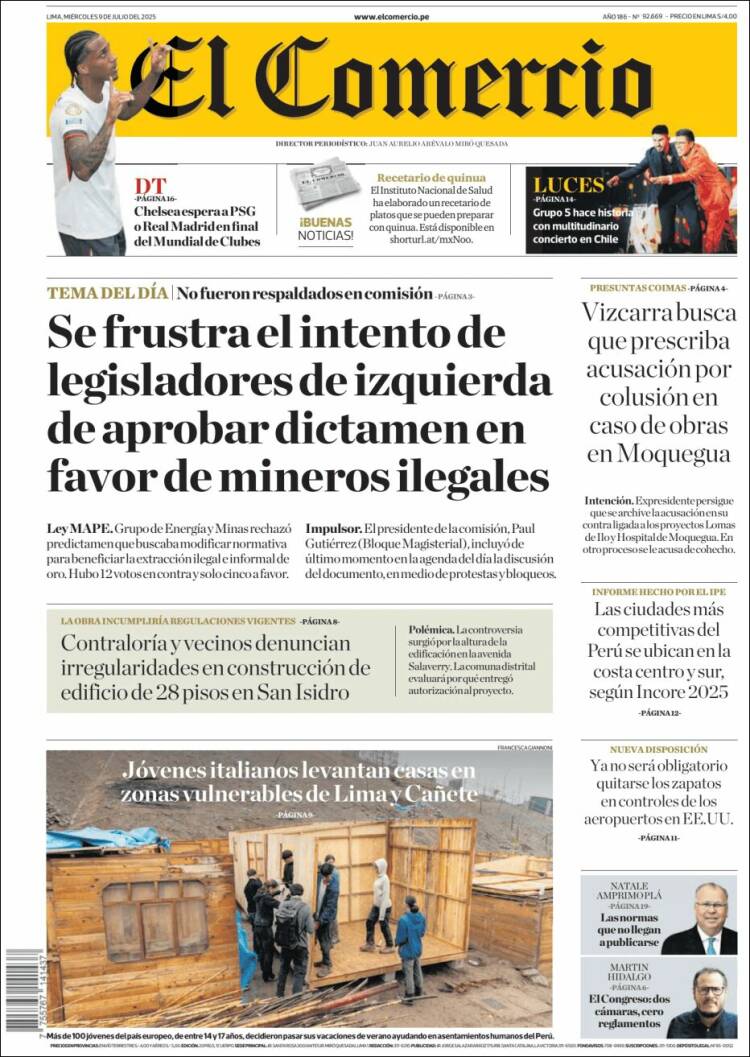 Portada de El Comercio (Perú)
