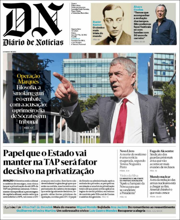 Portada de Diário de Noticias (Portugal)