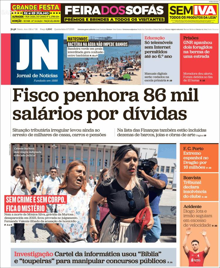 Portada de Jornal de Notícias (Portugal)