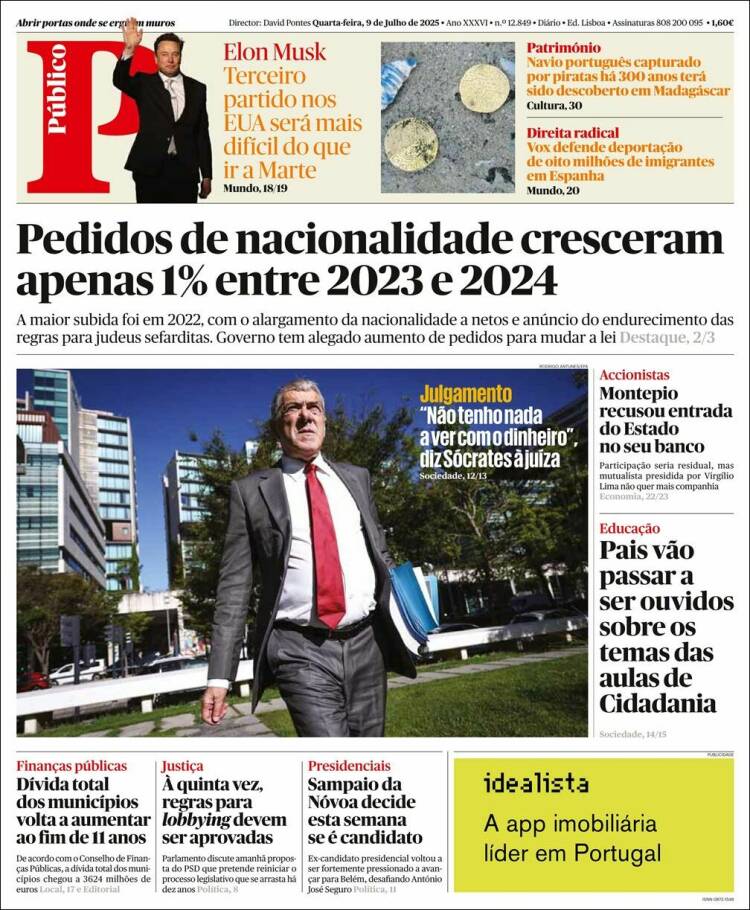 Portada de Público (Portugal)
