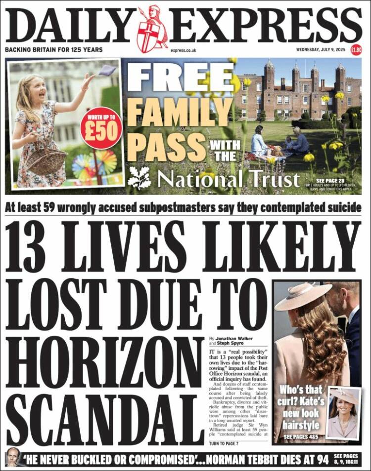 Portada de Daily Express (Reino Unido)