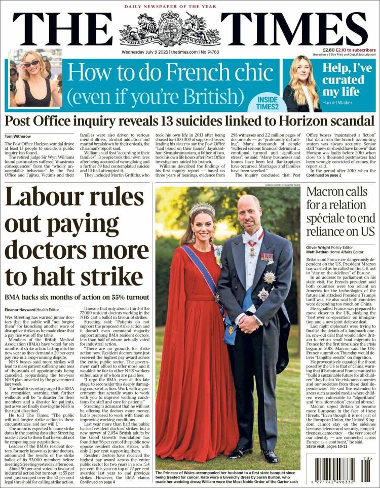 Portada de The Times (United Kingdom)