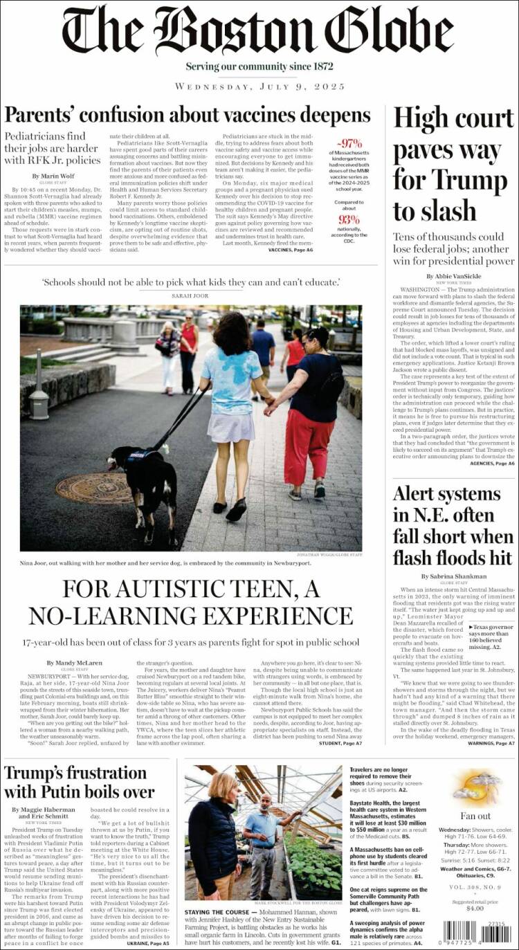 Portada de Boston Globe (États-Unis)