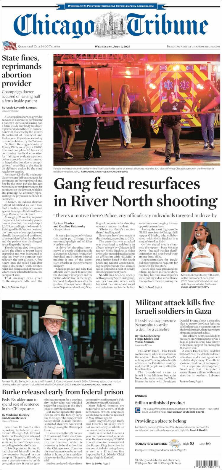 Portada de Chicago Tribune (États-Unis)