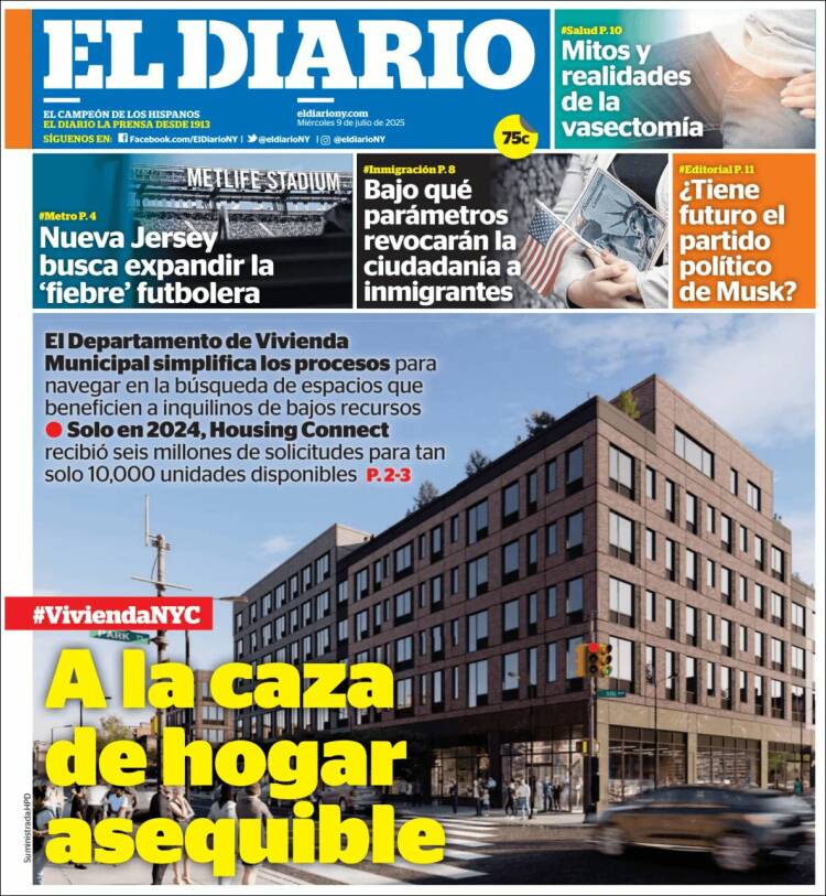 Portada de El Diario NY (États-Unis)
