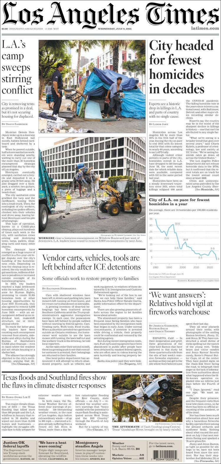 Portada de Los Angeles Times (USA)