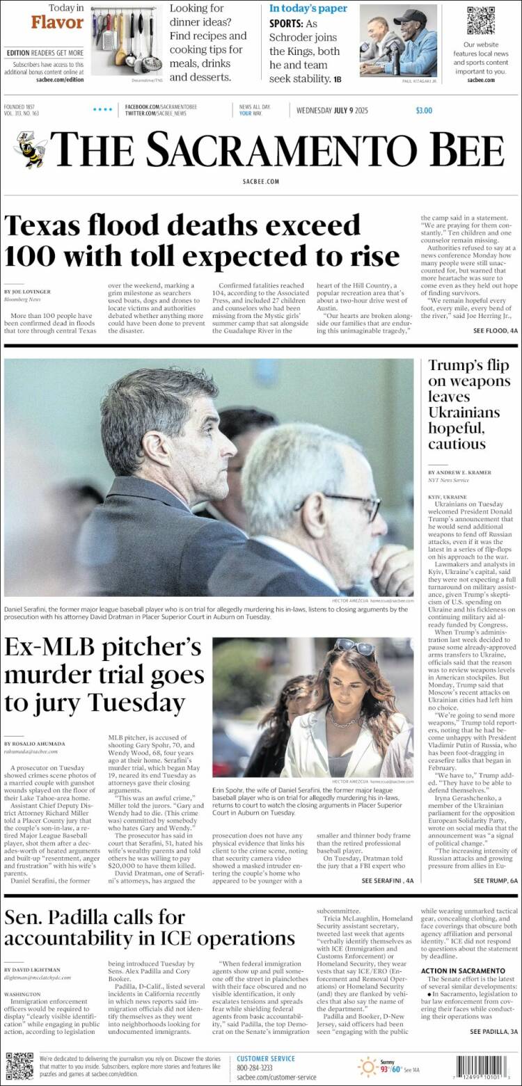Portada de The Sacramento Bee (États-Unis)