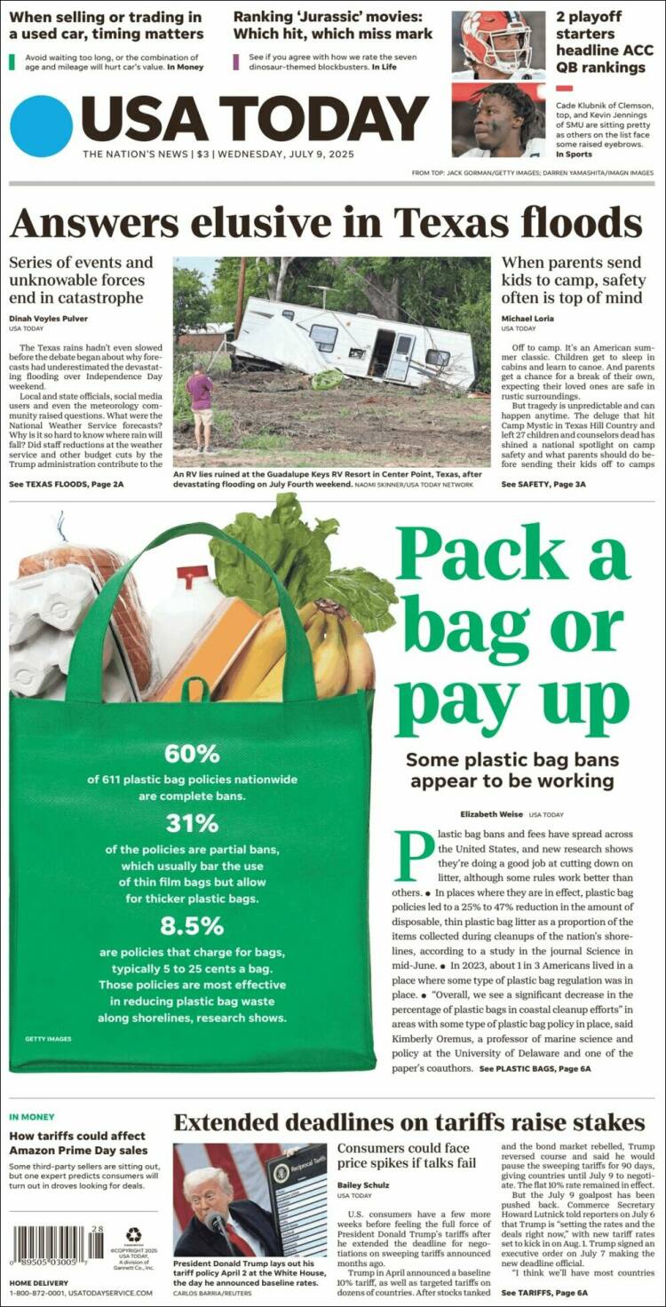 Portada de USA Today (USA)