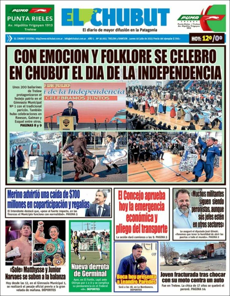 Portada de El Chubut (Argentina)