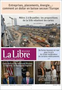 Portada de La Libre.be (Bélgica)