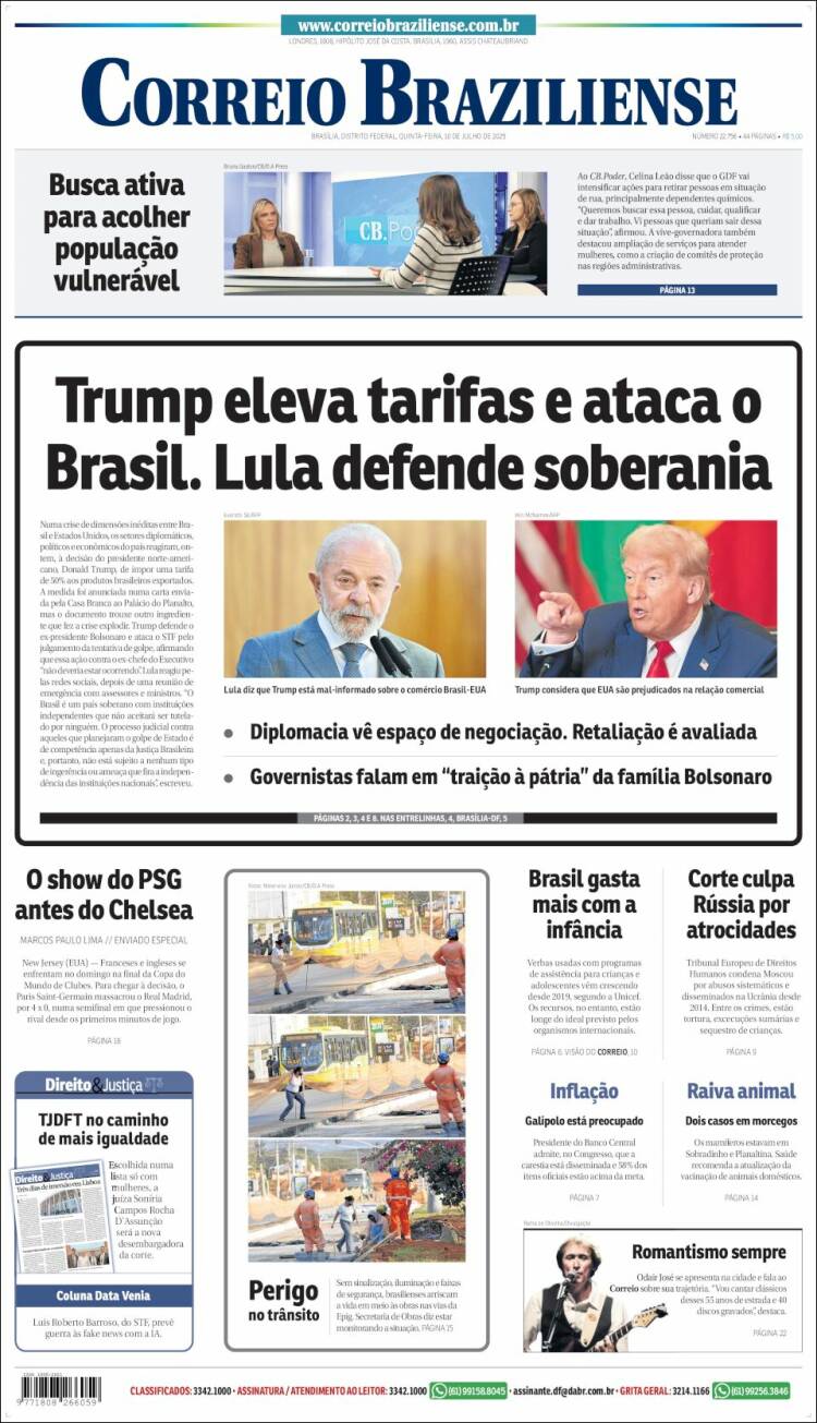 Portada de Correio Braziliense (Brasil)
