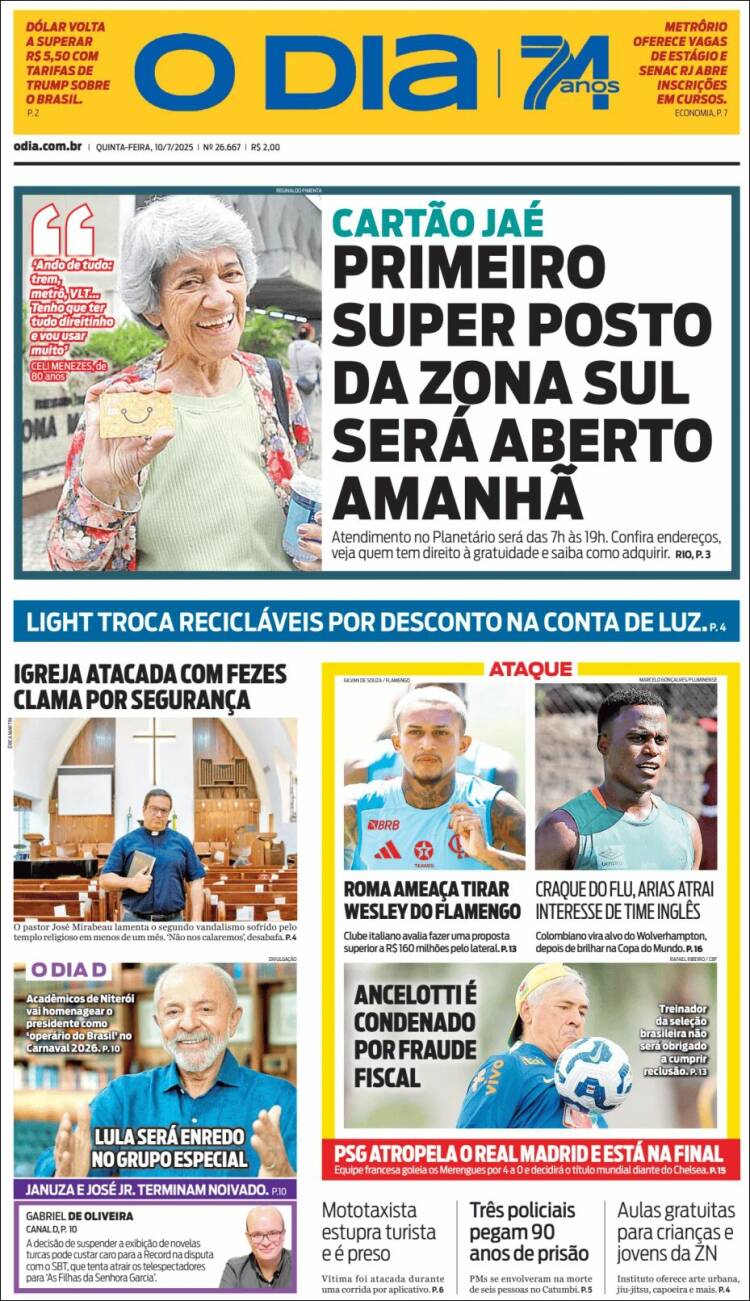Portada de O Dia (Brasil)